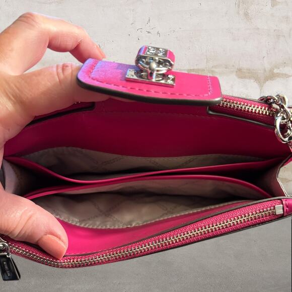 MICHAEL KORS Ruby Small Double-Zip Saffiano Leather Crossbody Bag in Pink - Picture 10 of 13